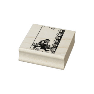 Carimbo De Borracha Cartão Tarot: Oito Moedas: 8 de Pentáculos