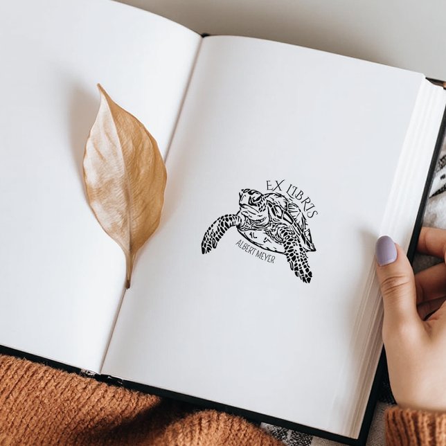 Carimbo De Borracha Cartaz Personalizado da Tartaruga Ex Libris (Criador carregado)