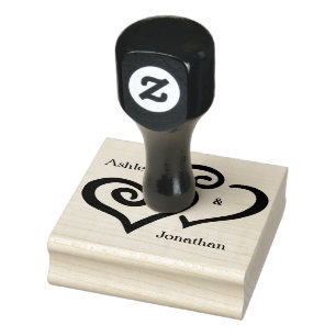 Carimbo De Borracha Cartazes de madeira de Design de Corações Entwinad