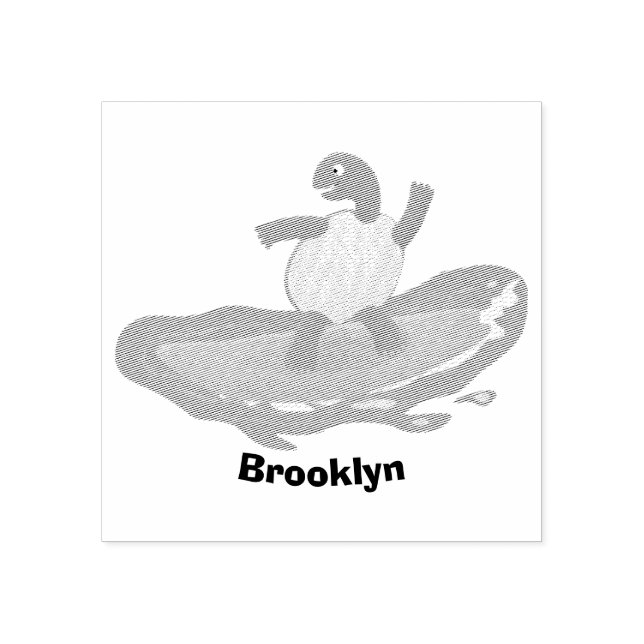 Carimbo De Borracha Cartografia de surf de tartaruga engraçada (Impressão)