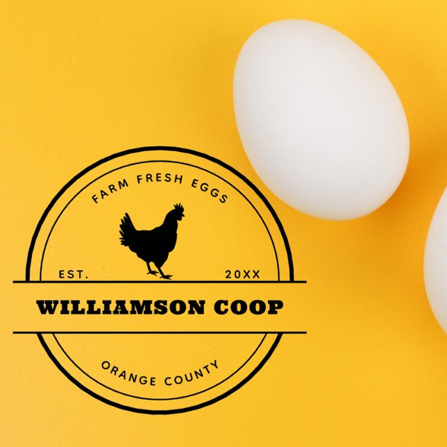 Carimbo De Borracha Cartonagem de ovo Russo Moderno (Modern Round Rustic Farmstead Egg Carton Rubber Stamp)