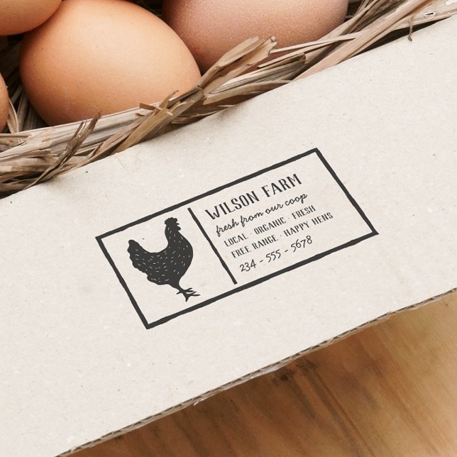 Carimbo De Borracha Cartonagem de ovos para Fazenda de galinhas criada (Rubber Stamp Mock-up)