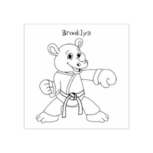 Carimbo De Borracha Cartoon bonito rhino kung fu