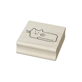 Carimbo De Borracha Cartoon Cat Doodle Line Drawing Wood Art Stamp