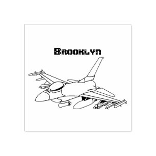 Carimbo De Borracha Cartoon de avião de combate militar