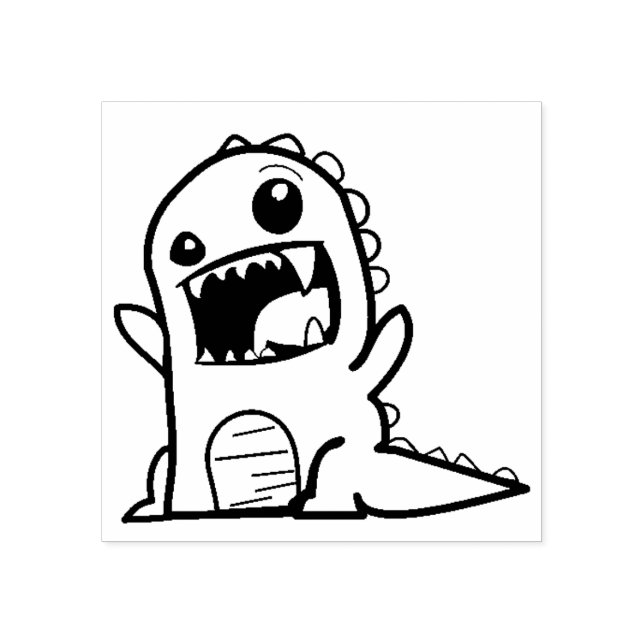 Carimbo De Borracha Cartoon de dinossauro bonito e zangado (Impressão)