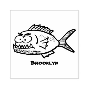 Carimbo De Borracha Cartoon de peixe Piranha
