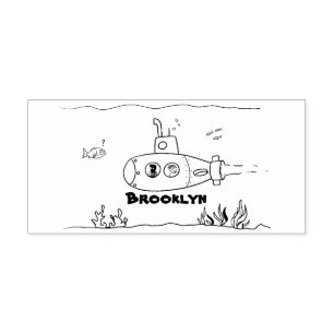 Carimbo De Borracha Cartoon submarino feliz