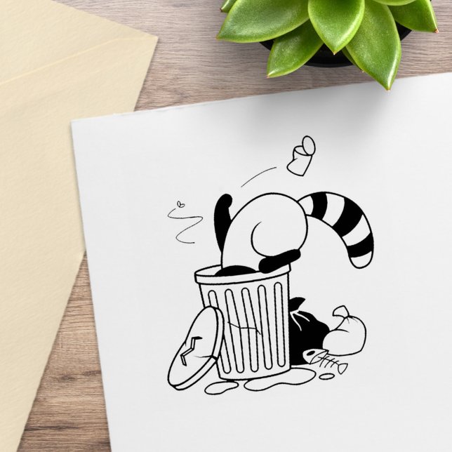 Carimbo De Borracha Cartoon Trash Can Raccoon (Criador carregado)