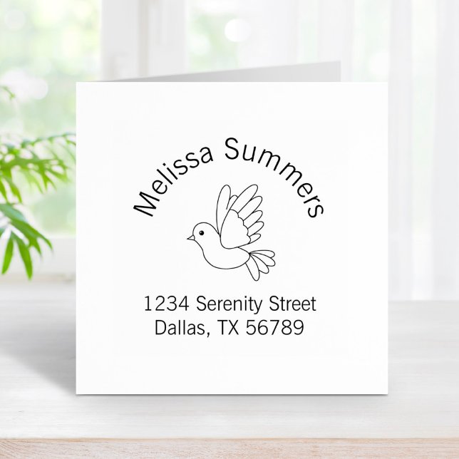 Carimbo De Borracha Cartoon Voador Dove Pigeon Bird Endereço de devolu (Criador carregado)