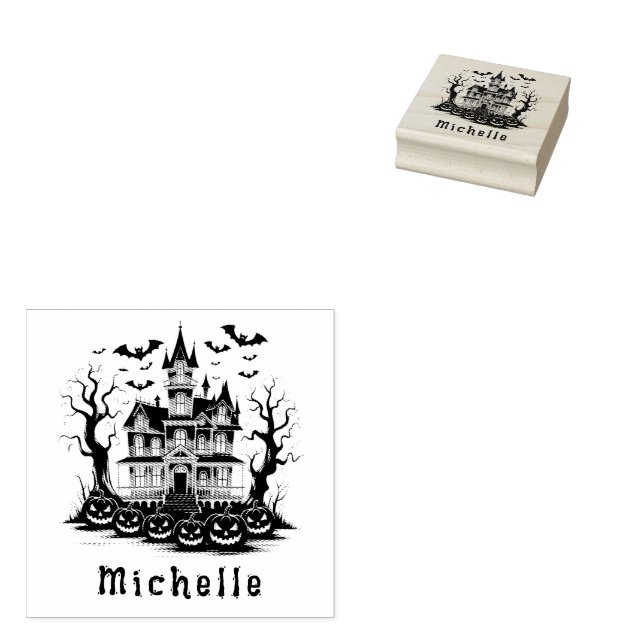 Carimbo De Borracha Casa assombrada de Pumpkin Moderno Personalizado (Carimbado)