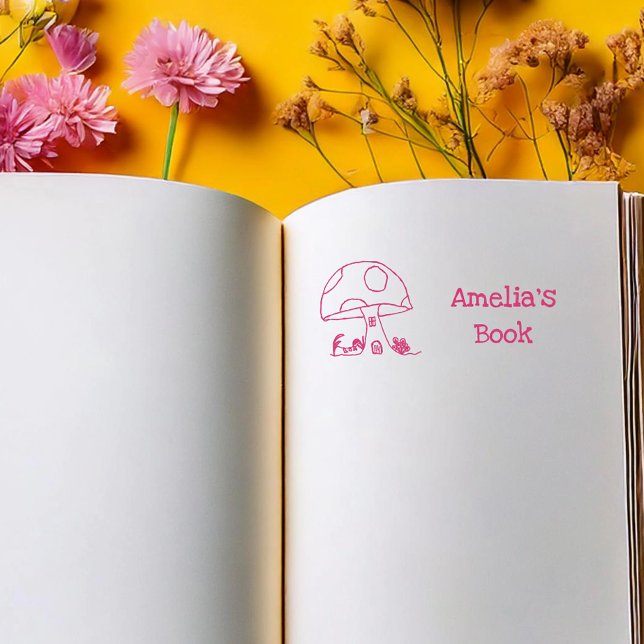 Carimbo De Borracha Casa de Cogumelo de Conto de Fadas Este Livro Pert (Criador carregado)