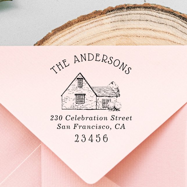 Carimbo De Borracha Casa Fácil | Nome da família personalizada e ender (Criador carregado)