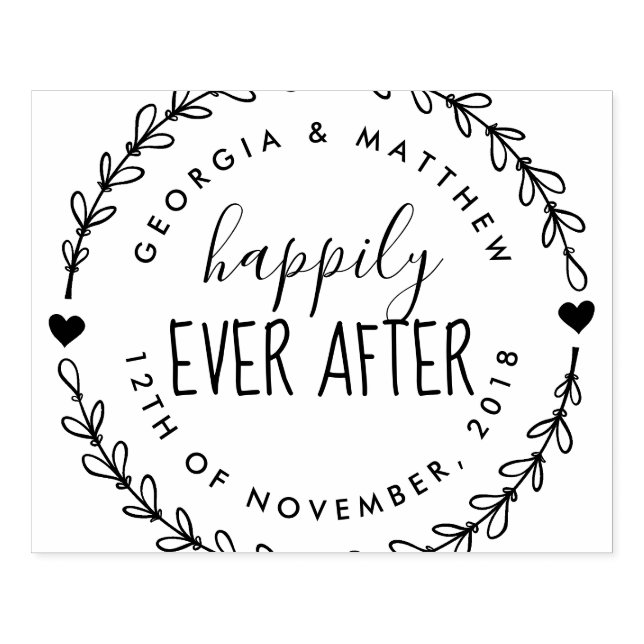 Carimbo De Borracha Casal Casado Felizmente Após Endereço De Devolução (Impressão)