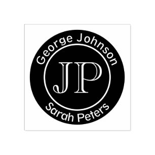 Carimbo De Borracha Casal Com Dois Sobrenomes Monograma