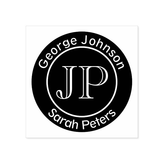 Carimbo De Borracha Casal Com Dois Sobrenomes Monograma (Impressão)