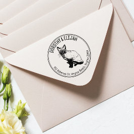 Carimbo De Borracha Casal de Endereço de Devolução de Gato Simeso, Cír