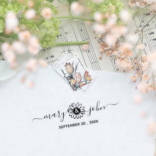 Carimbo De Borracha Casal de girassol legante Salvar a data