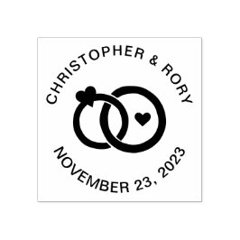 Carimbo De Borracha Casal Personalizado Simples dos Anéis de Casamento