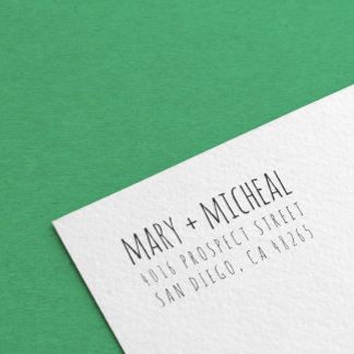 Carimbo De Borracha Casal Wedding Return Address Elegante Minimalista