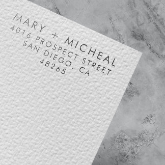 Carimbo De Borracha Casal Wedding Return Address Elegante Minimalista