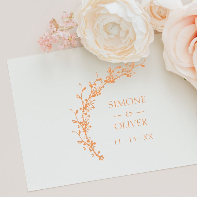 Carimbo De Borracha Casamento Botânico Elegante Wreath (Criador carregado)