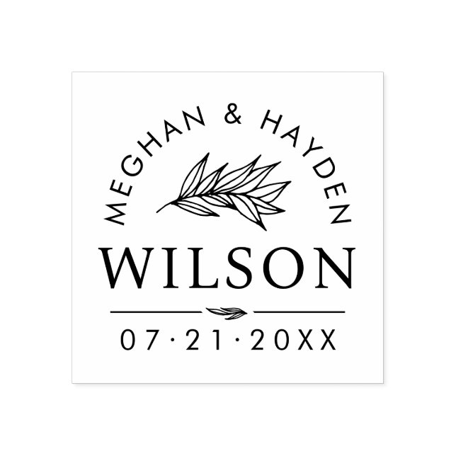 Carimbo De Borracha Casamento Botânico Moderno | Guardar Personalizado (Impressão)