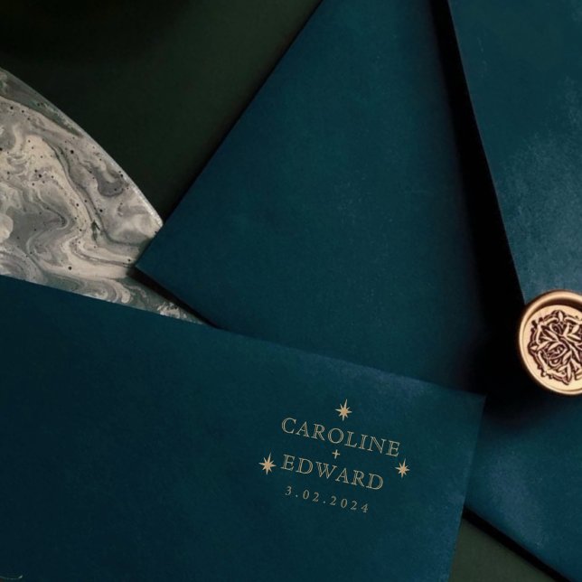 Carimbo De Borracha Casamento das Estrelas Místicas Douradas (Criador carregado)