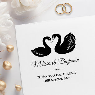 Carimbo De Borracha Casamento de Black Swans Obrigado