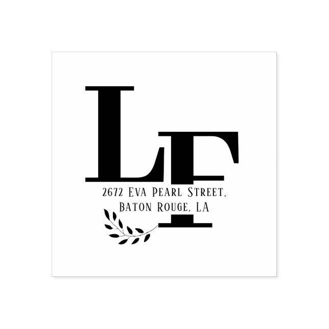 Carimbo De Borracha Casamento de Folhas Iniciais do Big Name (Impressão)