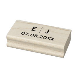 Carimbo De Borracha Casamento de Monograma Branco e Preto