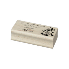 Carimbo De Borracha Casamento Dourado e elegante de Rosa negro