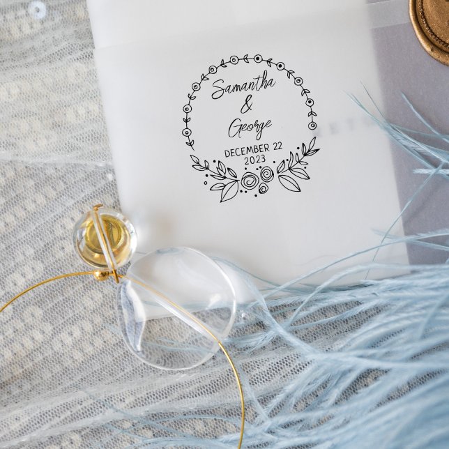 Carimbo De Borracha Casamento Elegante Salvar a Data (Criador carregado)