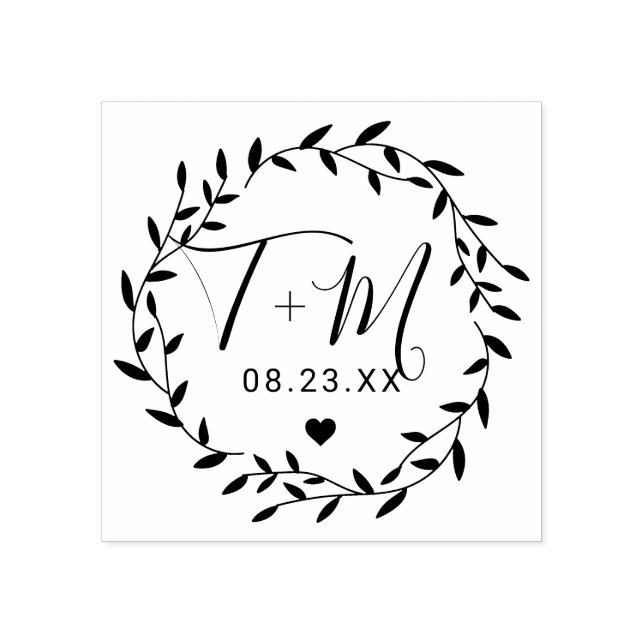 Carimbo De Borracha Casamento Floral Elegante (Impressão)