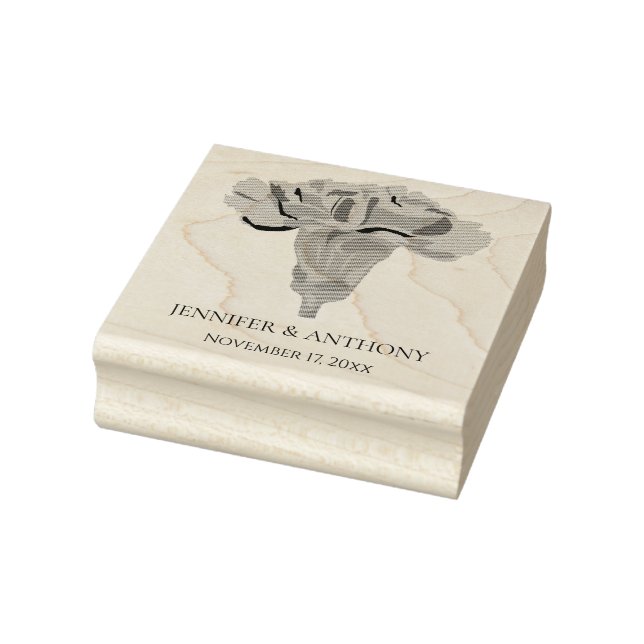 Carimbo De Borracha Casamento Floral Moderno de Luxe Flor de Nação (Carimbo)