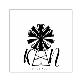 Carimbo De Borracha Casamento Logotipo Moinho de Vento Fazenda