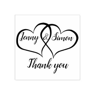 Carimbo De Borracha Casamento Personalizado De Coração Duplo Personali