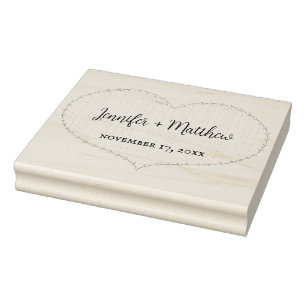 Carimbo De Borracha Casamento Personalizado do Coração de Boho Faux St