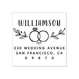 Carimbo De Borracha Casamento Rings Cute Modern Botanical Return Ender