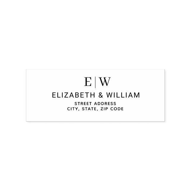 Carimbo De Borracha Casamento Simples por Monograma Elegante (Impressão)