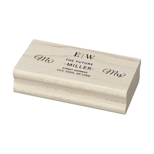 Carimbo De Borracha Casamento Simples por Monograma Elegante (Carimbo)