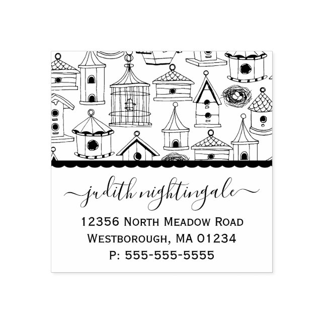 Carimbo De Borracha Casas Rustic Bird Criam Seu Próprio Endereço De De (Impressão)