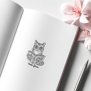 Carimbo De Borracha Cat. Biblioteca de Vintagens Personalizada