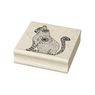 Carimbo De Borracha Cat, Mandala Cat Wood Art Stamp