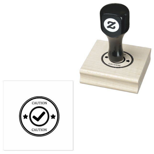 Carimbo De Borracha CAUTION Text Safety Checks Workplaces Storage Red  (Carimbado)