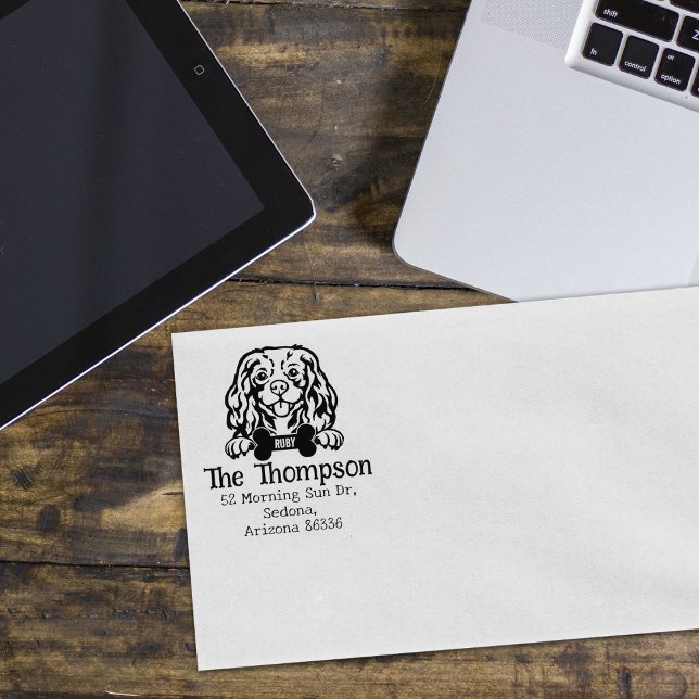 Carimbo De Borracha Cavalier King Charles Dog, Endereço de Regresso Pe (Criador carregado)