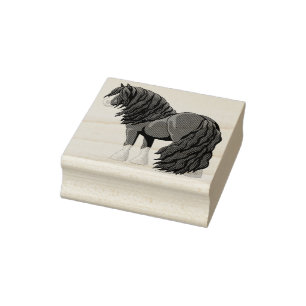 Carimbo De Borracha Cavalo Preto e Branco Vanner Cigano Tinker