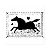 CAVALO PRIMITIVO DE ARTE FOLK, SILHOUETTE