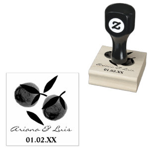 Carimbo De Borracha Chá de panela De Casamento Laranja Citrus Desenhad