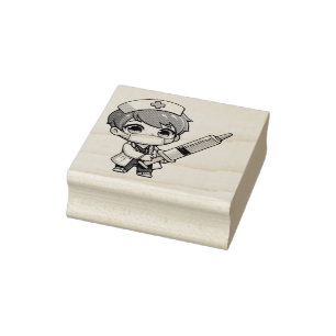 Carimbo De Borracha Chibi Nurse Cartoon - saúde, chibi, enfermeira
